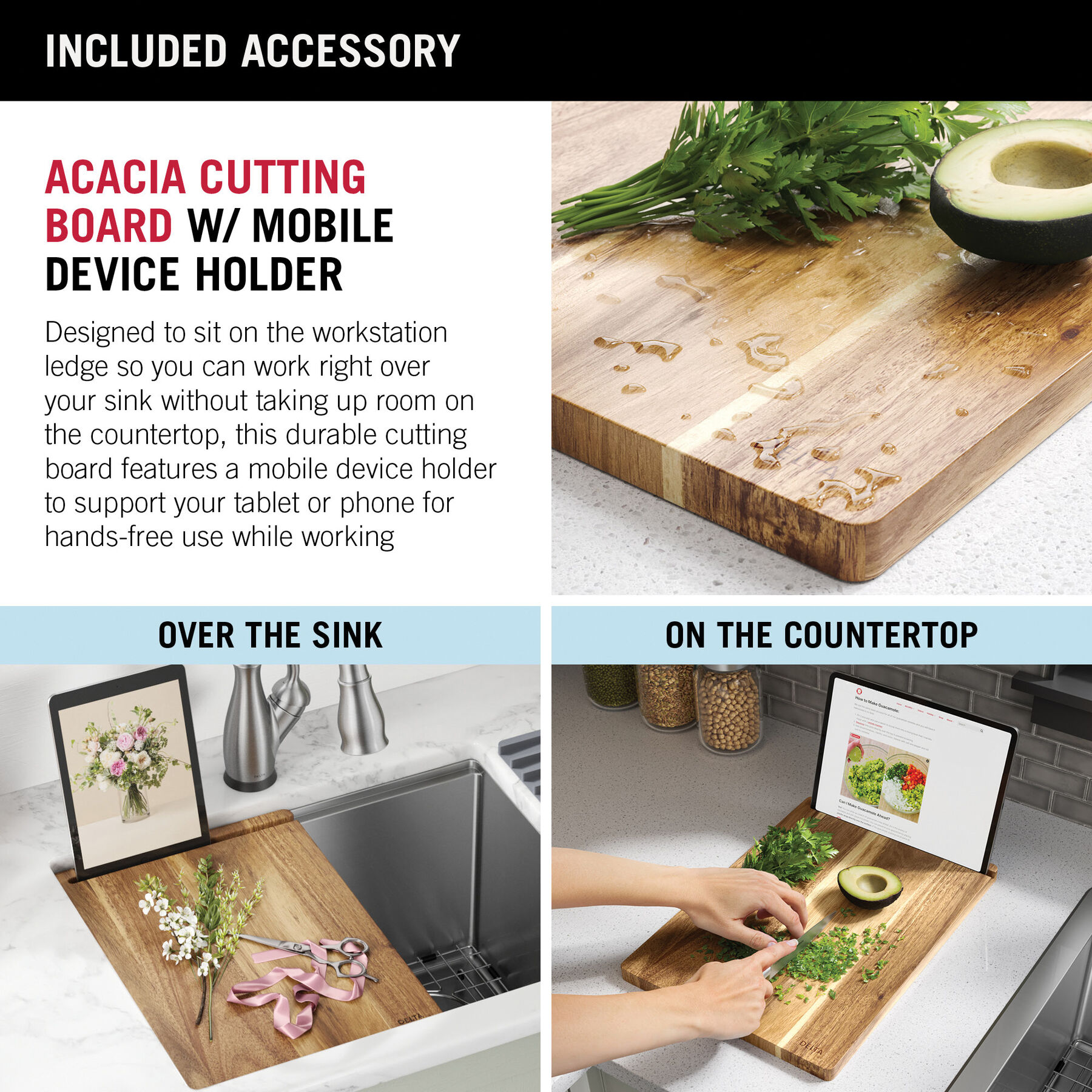 24” Workstation Undermount Single Bowl 16 Gauge Stainless Steel Laundry Utility Kitchen Sink with WorkFlow™ Ledge and Accessories, image 1